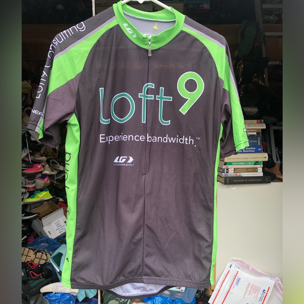 Louisgarneau"Loft9 " Mens  Black Lime  Cycle Jersey Top Size Large